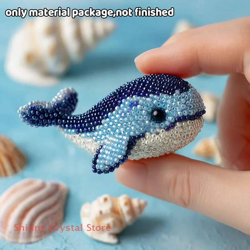 1Set Bead Embroidery Kit Material Package DIY Cute Octopus Turtles Sharks Design Craft Kit For Beginners Creative Handmade Gift