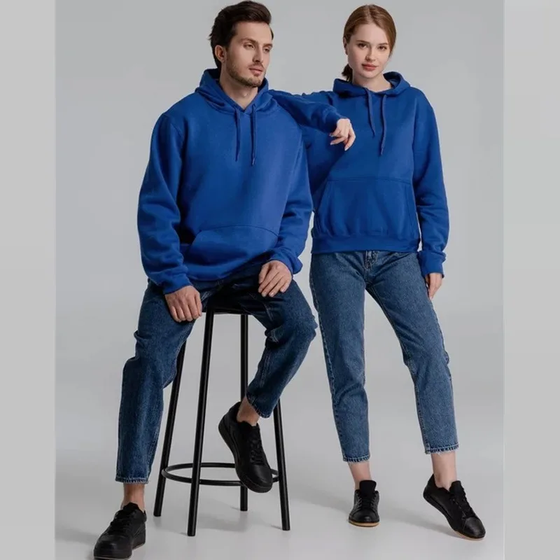 

Unisex Winter Autumn Hooded Sweatshirt Solid Color Pullover Hoodie with Pockets Couple Matching Outfit Various Color Choices