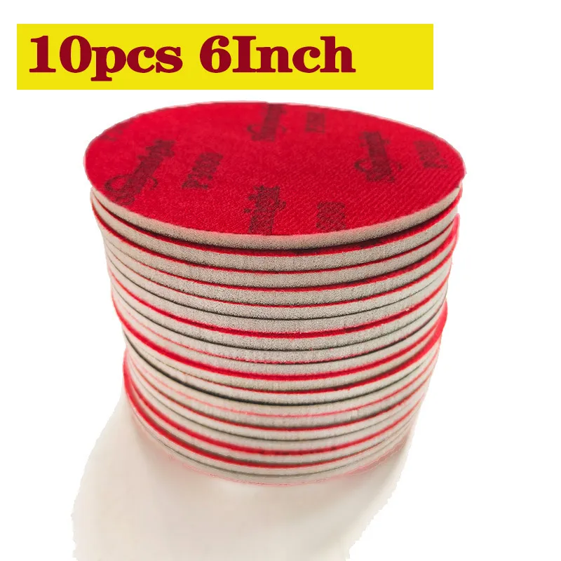 10PCS 6Inch Foam Dry Wet Sponge Sandpaper Disc Flocking 500-3000 Grit Abrasive Tools For Grinding Sandpaper