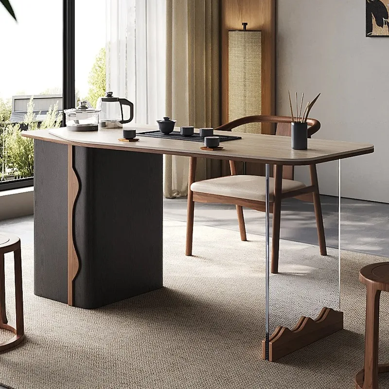 CZ-6 Home Balcony Tea Table Office Integrated Travertine High-end Modern Simple Rock Slab Desk
