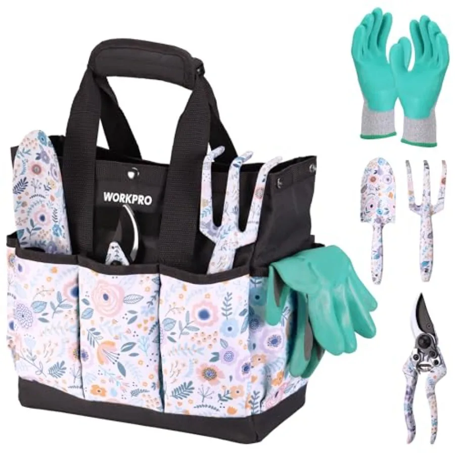 5PCS Garden Tool Set, Aluminum Heavy Duty Gardening Tool Set with Bag, Outdoor Garden Hand Tools, Gardening Gifts