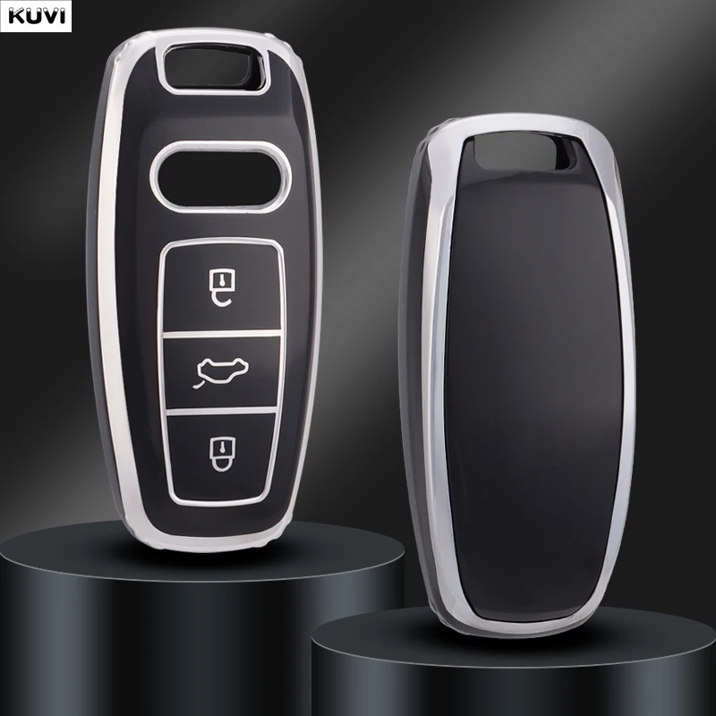 Fashion TPU Car Smart Key Case Cover For Audi A6 A7 A8 E-tron Q5 Q8 C8 D5 Auto Protection Shell Holder Styling Accessories