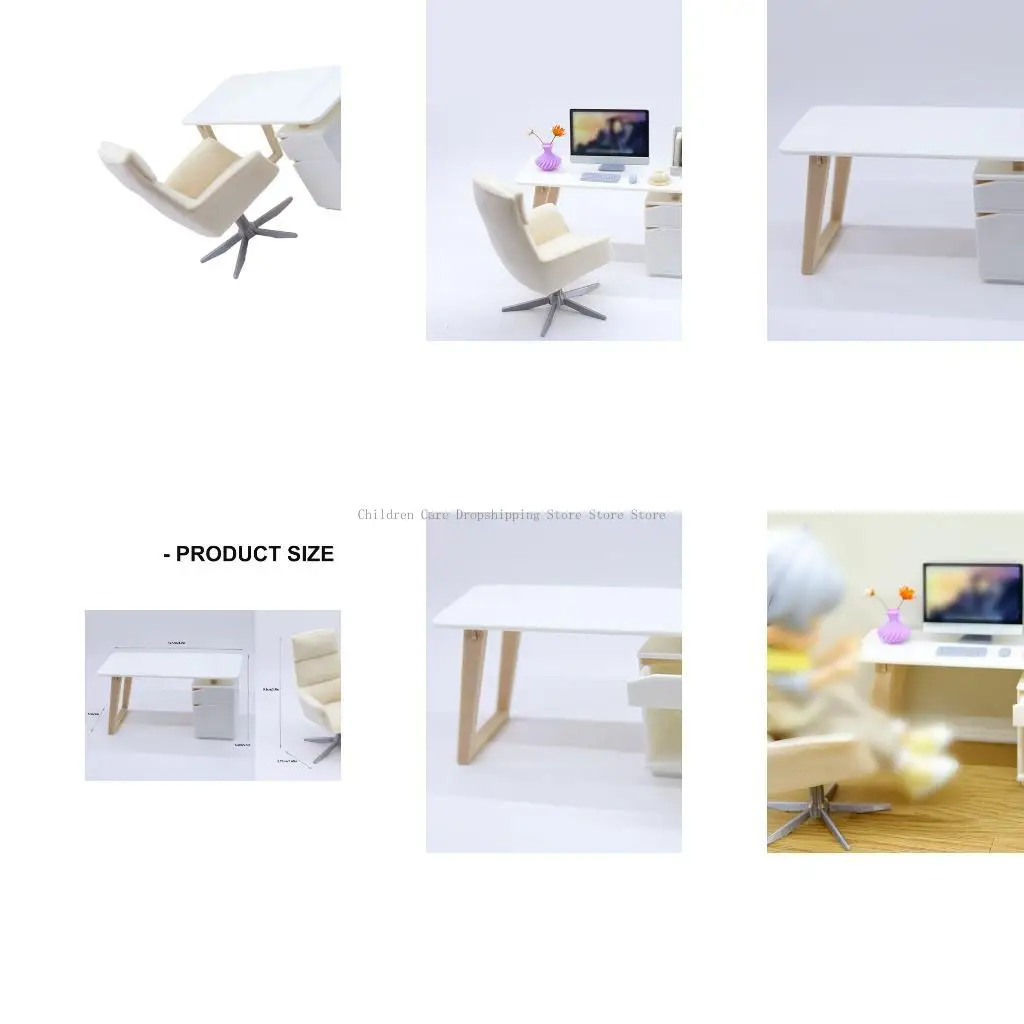 

1/12 Шкала Mini Desk Стол, набор материалов Премиум Реалистичный моделирование офисной среды