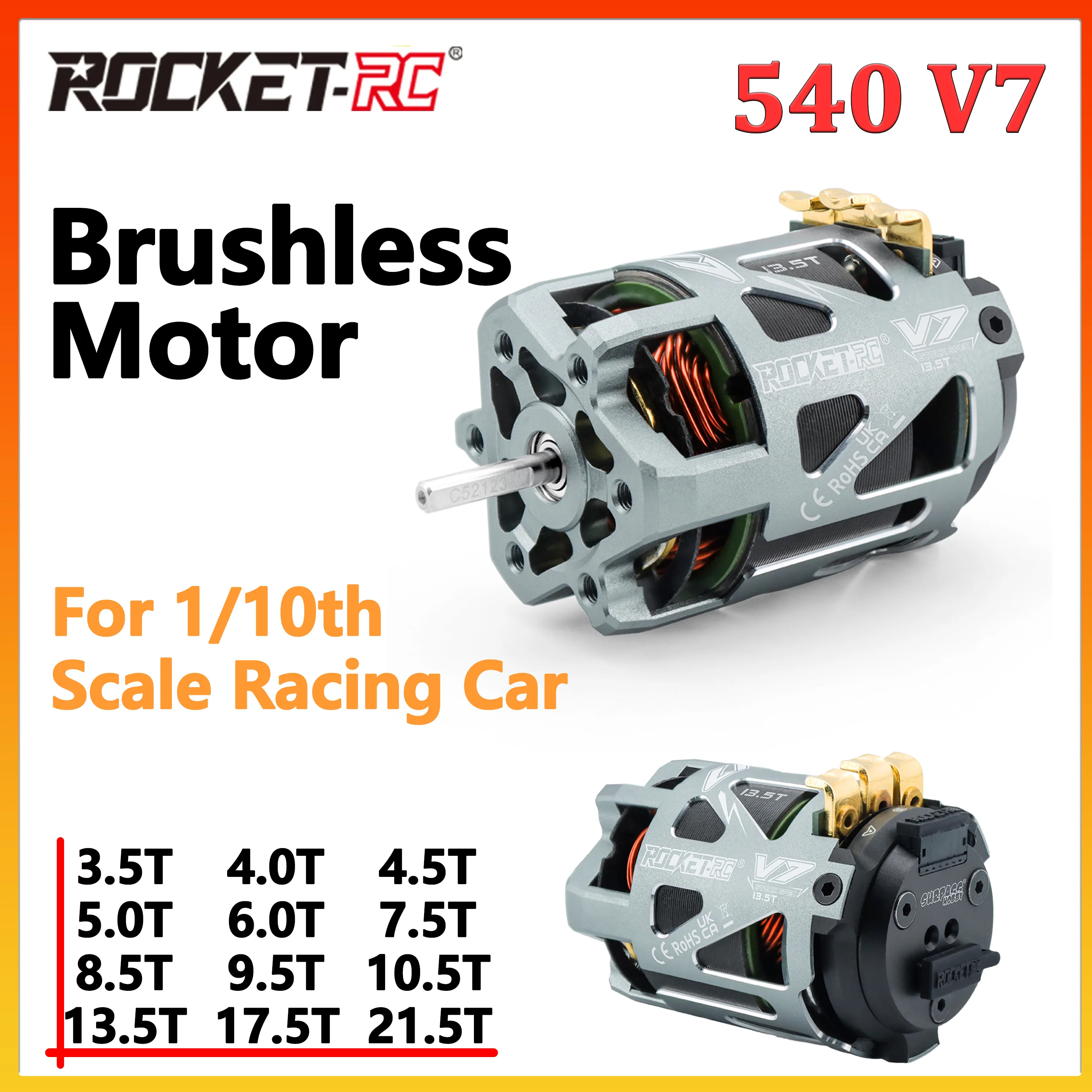 Surpass Hobby Rocket-RC 540 V7 Sensored Brushless Motor 3.5T 5.5T 6.5T 8.5T 10.5T 17.5T 13.5T 21.5T for 1/10 RC Racing Car Drift
