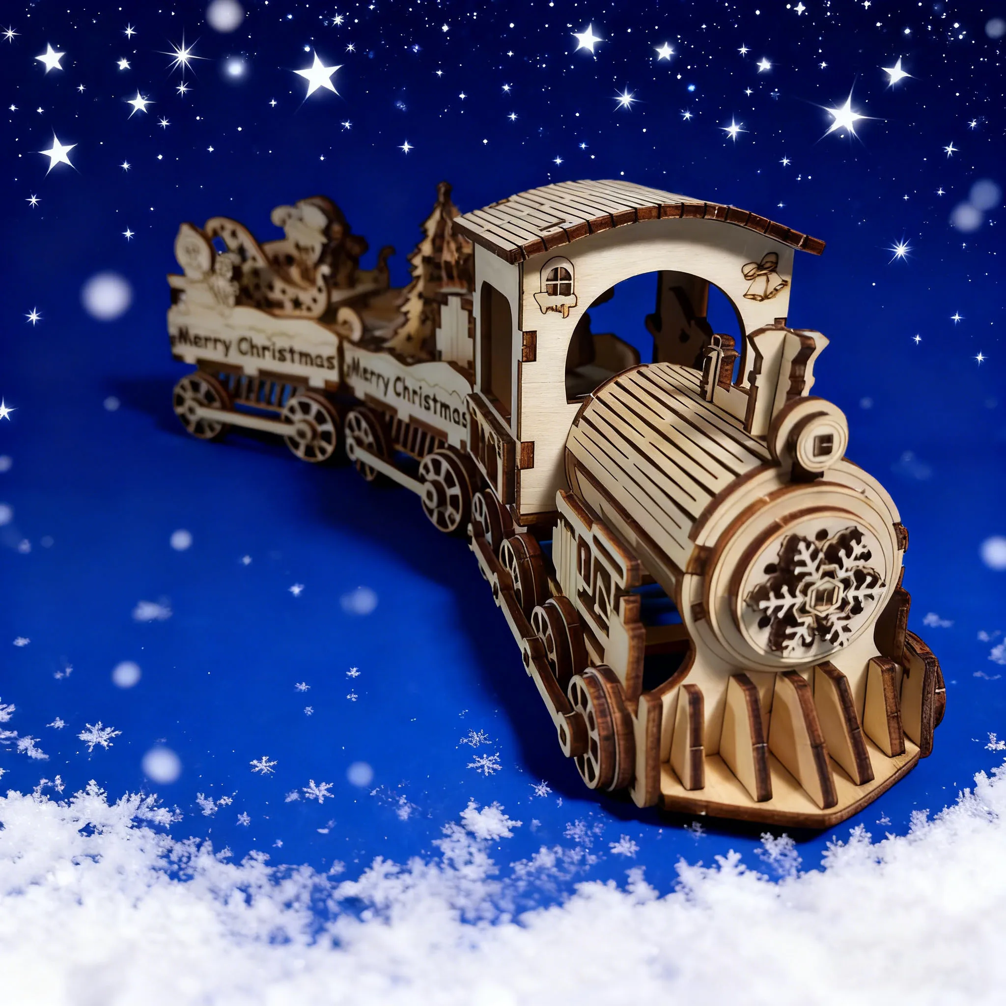 Wooden DIY Christmas Train Creative 3D Puzzle Perfect as a festive gift or home decoration Exquisite model