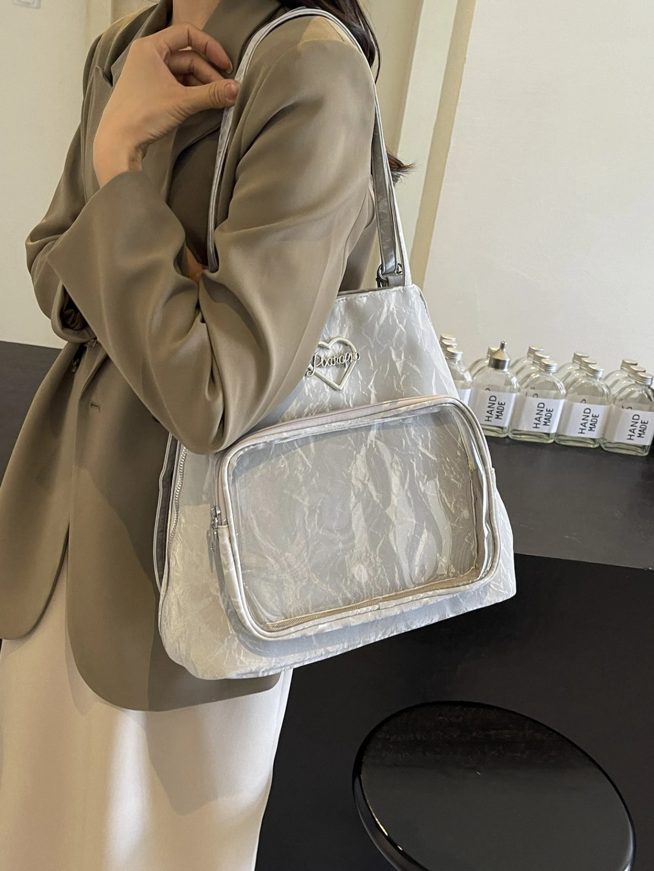 Sweet Cute Large Capacity Commute Shoulder Women's Bag Women's Tote Handbag Transparent Itabag Bolso