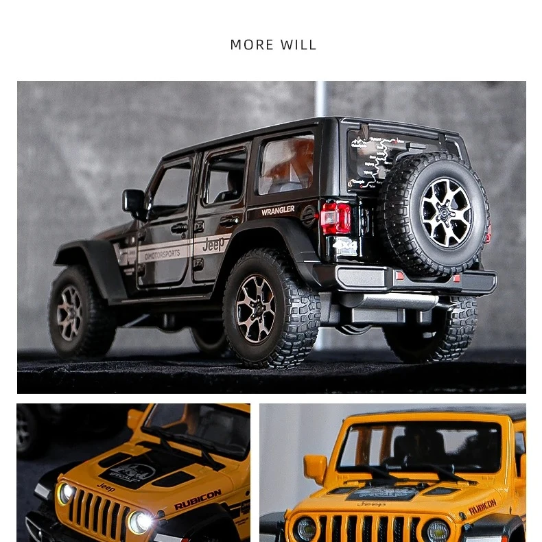 1:22 Jeeps Wrangler Rubicon Alloy Model Car Toy Diecasts Casting Pull Back Sound and Light Car Toys Vehicle