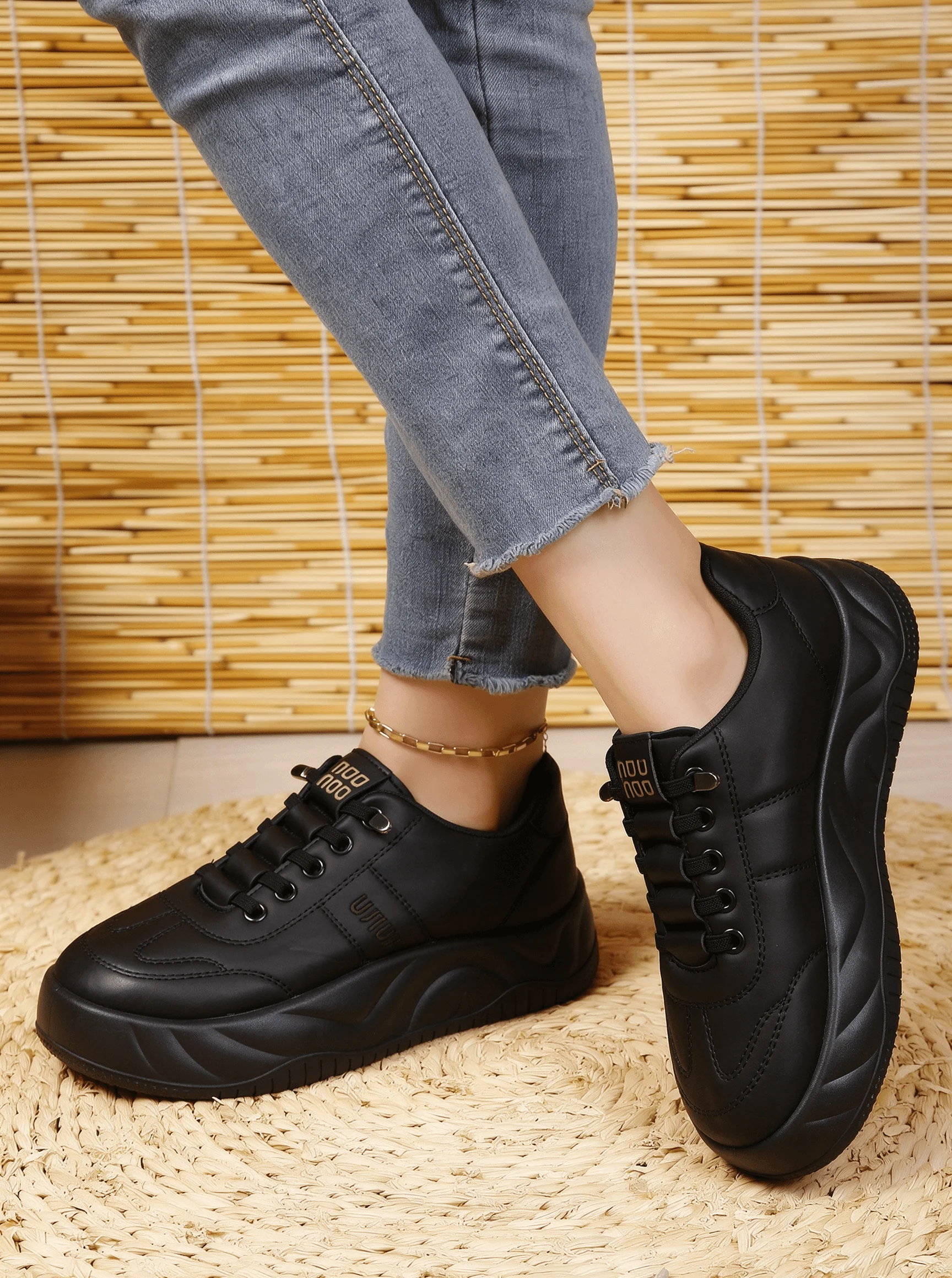 Damen-Plateau-Sneaker - Dicksohlige, einteilige, zum Überziehen und Schnüren geeignete Freizeitschuhe - Modische und vielseitige Laufschuhe – Detail 10
