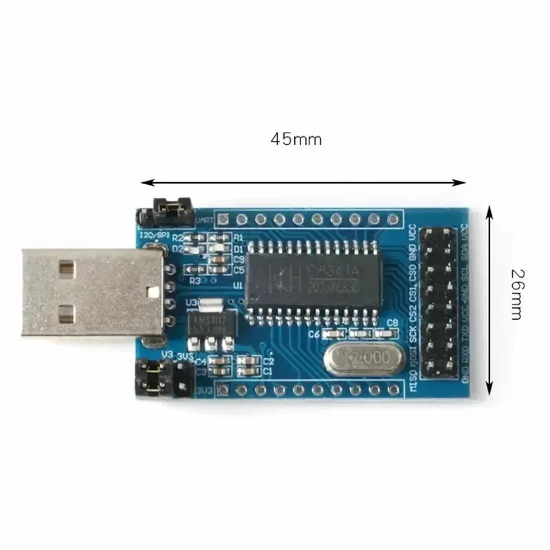 5PCS USB to UART SPI TTL parallel converter microcontroller serial port burning cable downloader CH341A module