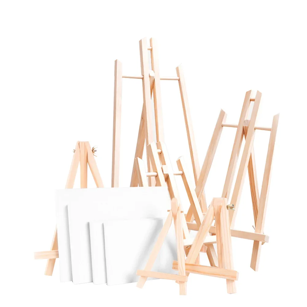Wooden Easel, Foldable Desktop Display Stand,Adjustable Height, Triangular Bracket for Oil Painting Canvas,Art Painting Supplies