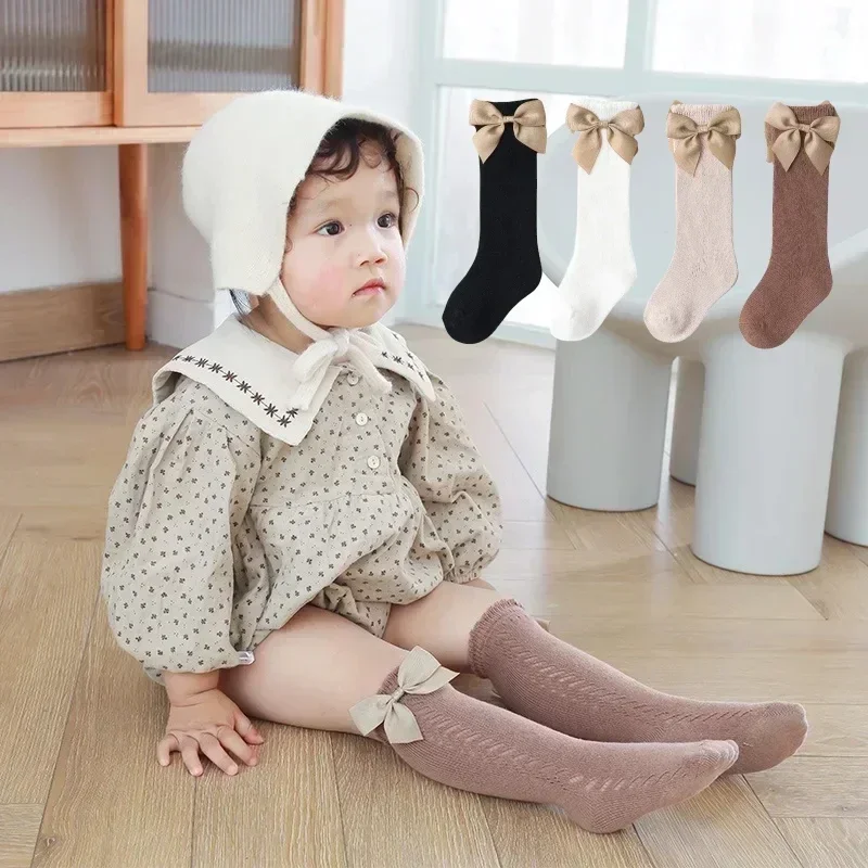 Children School Uniform Knee High Stockings Spanish Style Spring Autumn Baby Kids Bow Socks Mesh Breathable Long Socks Girls