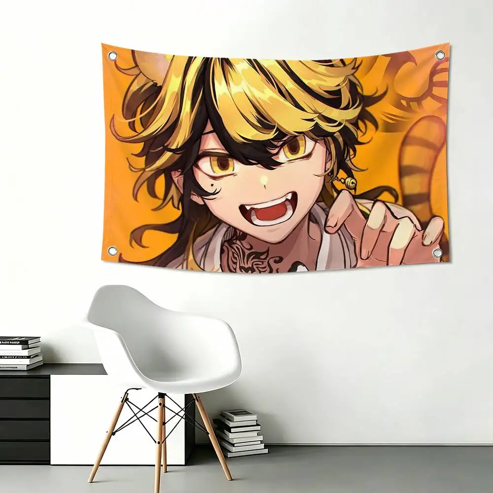 Kazutora Hanemiya T-Tokyo R-Revengers Funny Flags for Bedrooms Home Decor Items Outdoor Decors Garage Decoration Flaga