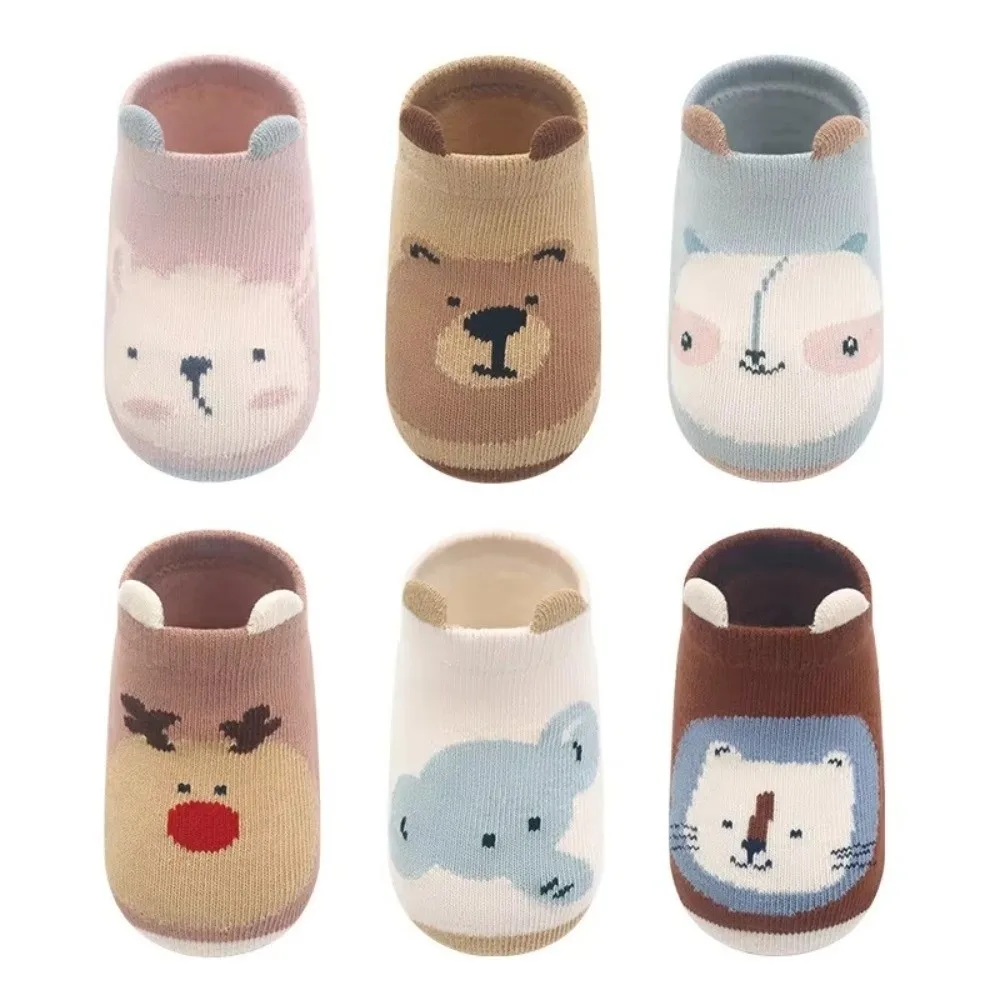 1Pair New Cotton Kids Cotton Socks Breathable Soft Baby Floor Socks Non-slip Cartoon Animal Socks Boys and Girls