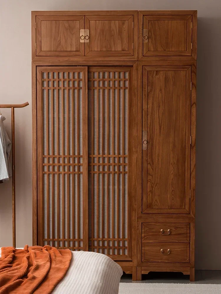 Solid Wood Wardrobe Household Log Combination Wardrobe Bedroom Storage Hanging