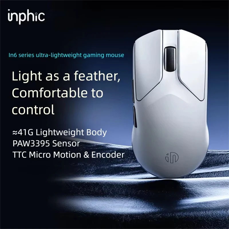 INPHIC IN6 PRO Wireless Gaming Mouse Flagship Sensor Ultra Light 2.4G Wireless Wired Dual Mode Ergonomic Computer Mouse