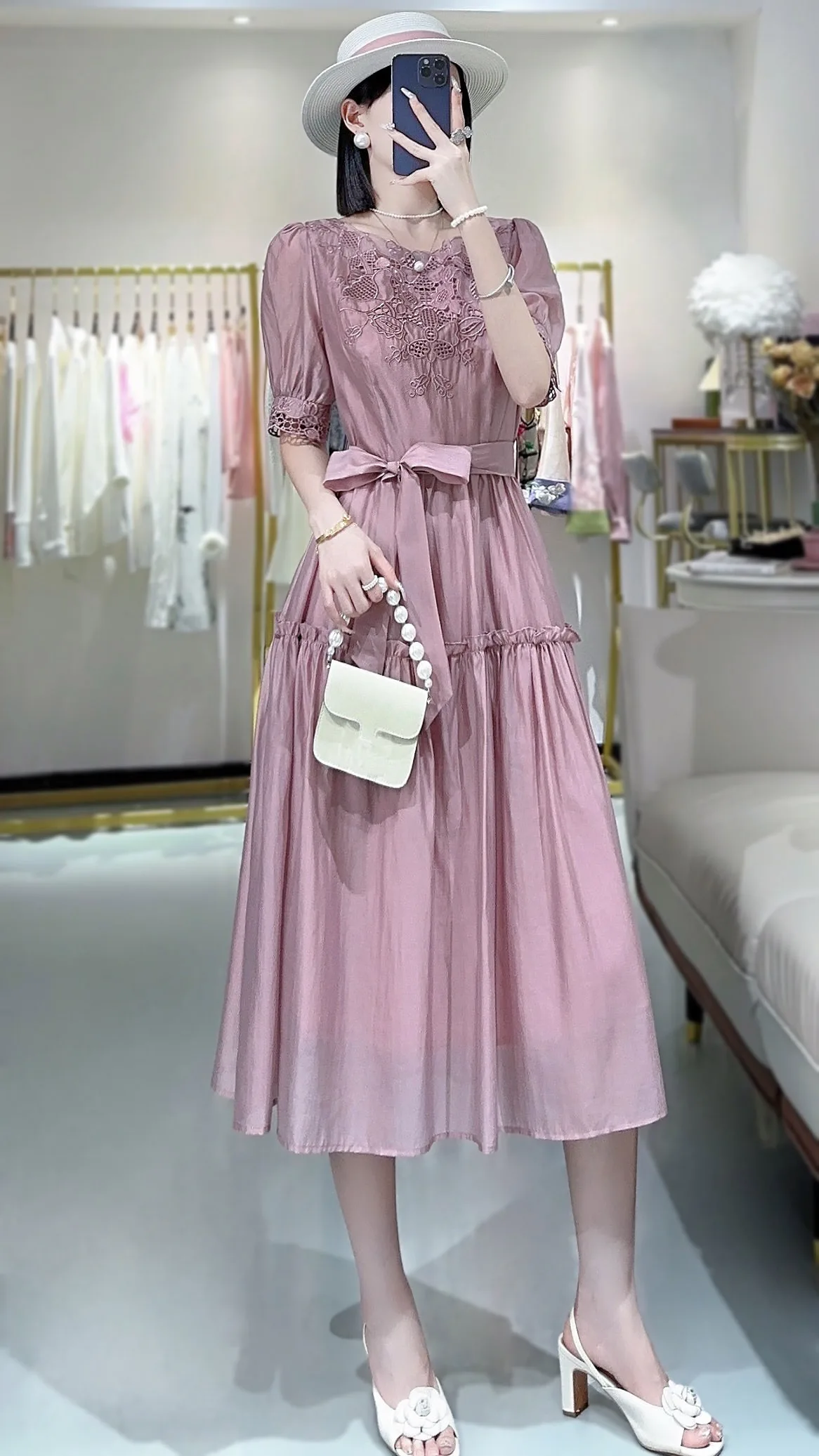 

2024 Women's Clothing Round neck embroidered dress Spring Summer New 0704