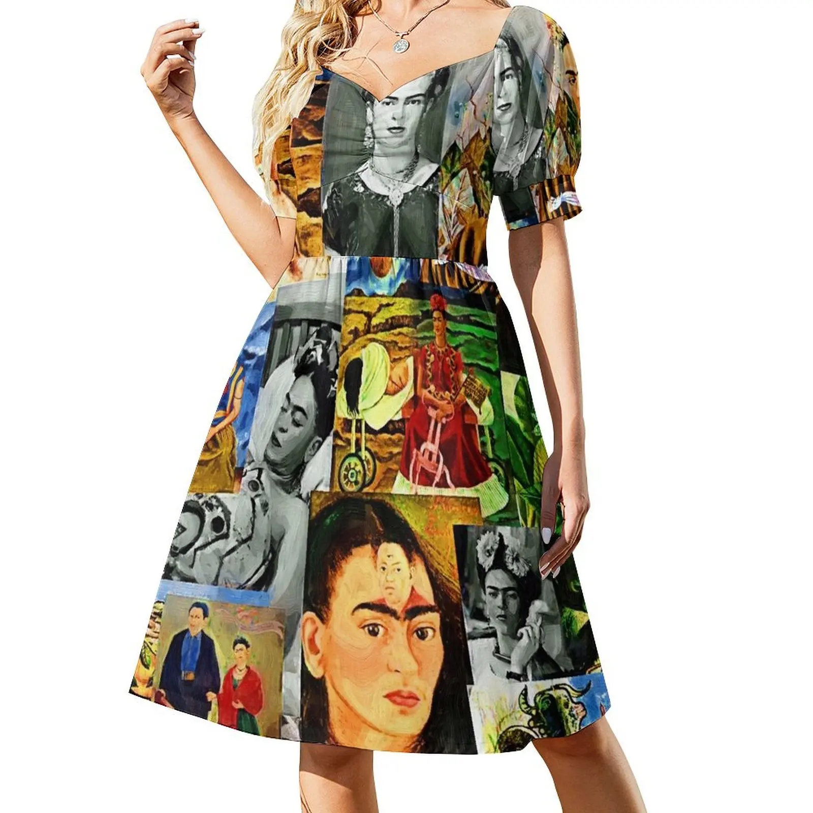 Frida collage Short-Sleeved Dress Dresses Women's long dress
