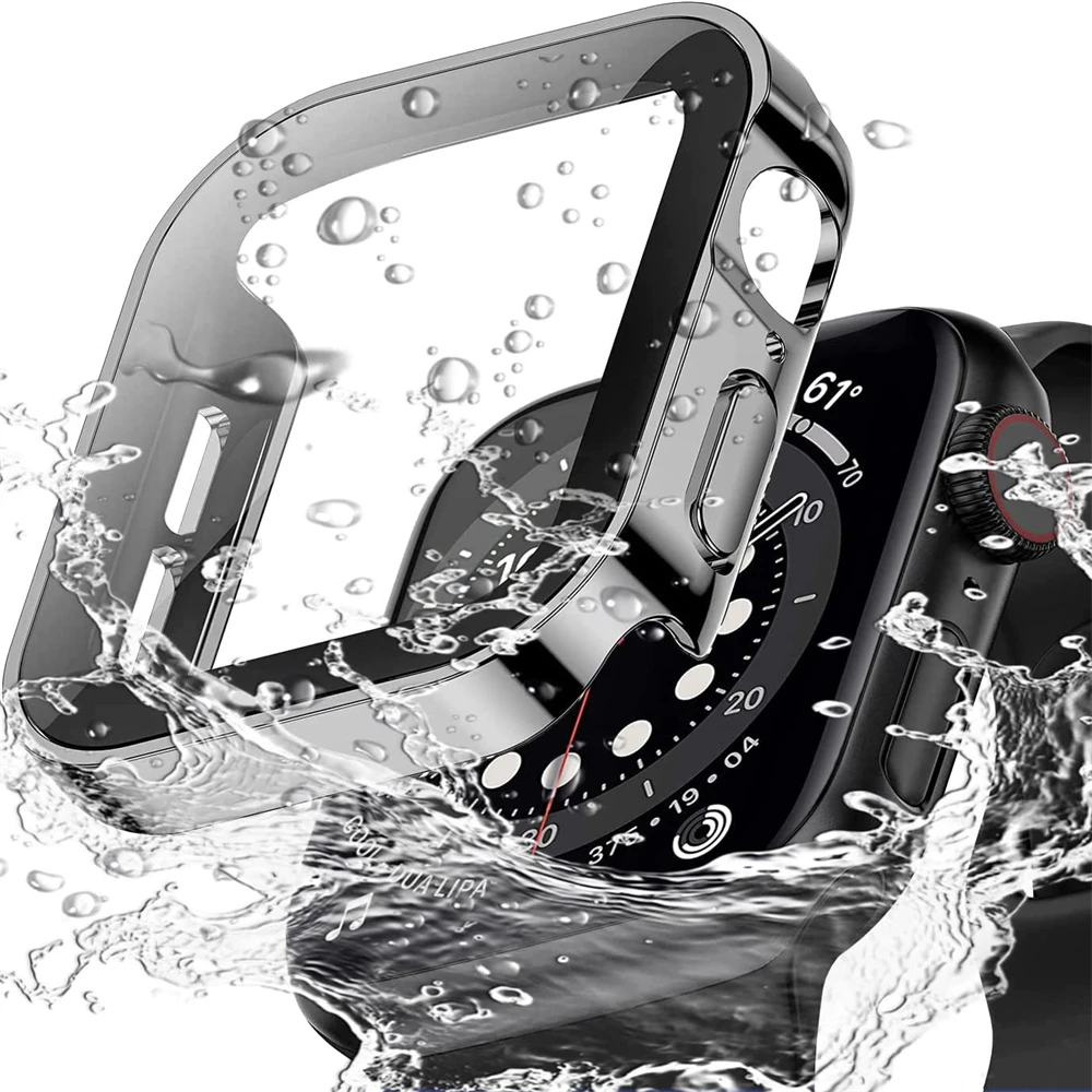 Водонепроницаемый чехол для Apple Watch 7 8 49 мм 44 мм 45 мм 40 мм 41 мм с прямым краем, защитный чехол для экрана iWatch 4 5 SE 6 7 8 Ultra