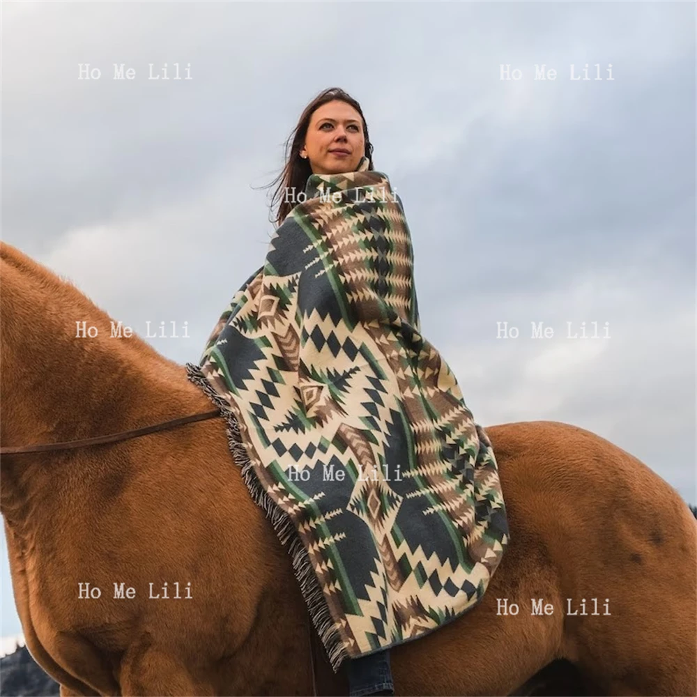 Reversible Aztec Throw Blanket Native Design Southwestern Blanket Boho Large Navajo Blanket