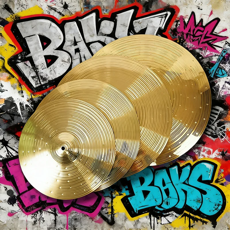 4Pcs Drum Cymbal Set,6/8/10/12 Inch Alloy Cymbals,Splash Hi-Hat Mini Crash Effect Cymbal for Pop Rock Beginner Practice