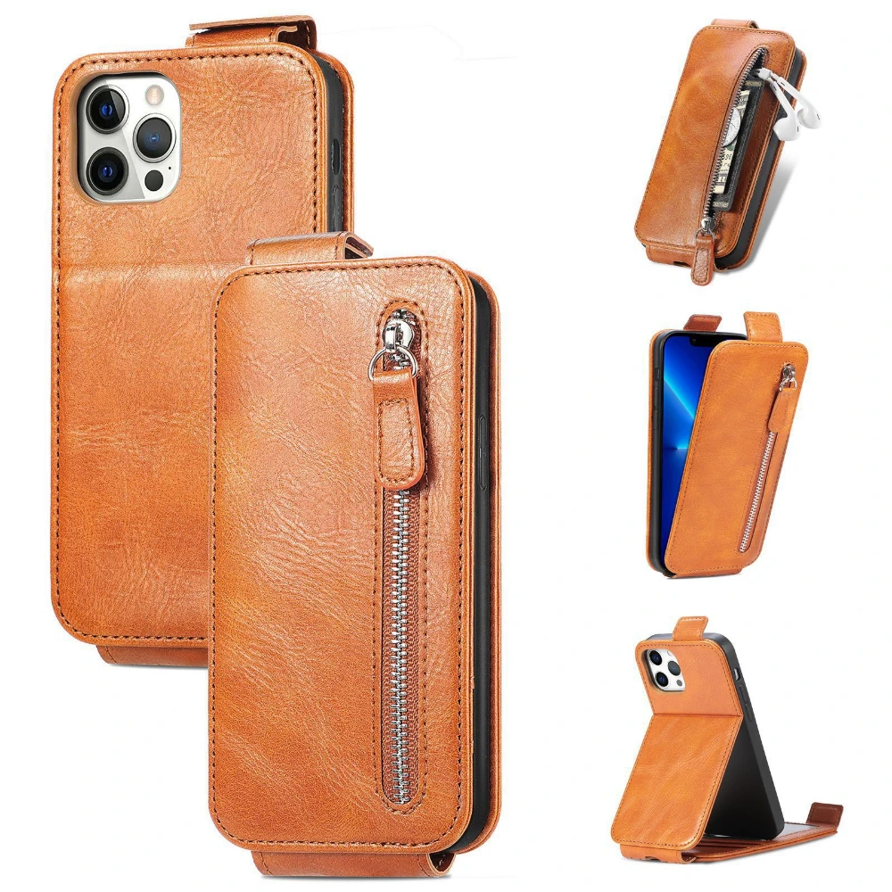 

New Business Phone Case for iPhone14 Top and Bottom Zipper Bag 8plus11promax Wallet Type XR XS Card Holder 13 12 PRO Protection