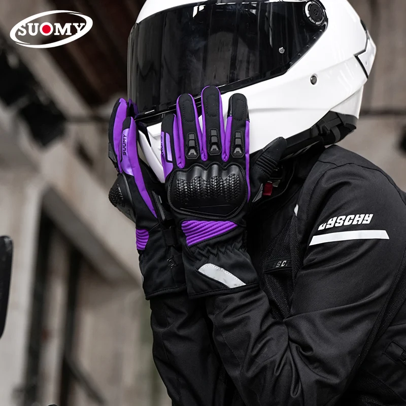 SUOMY الشتاء الحضرية ركاب الدافئة المضادة للانزلاق لمس قفازات للدراجات النارية يندبروف مقاوم للماء المضادة للسقوط سباق موتوكروس قفازات