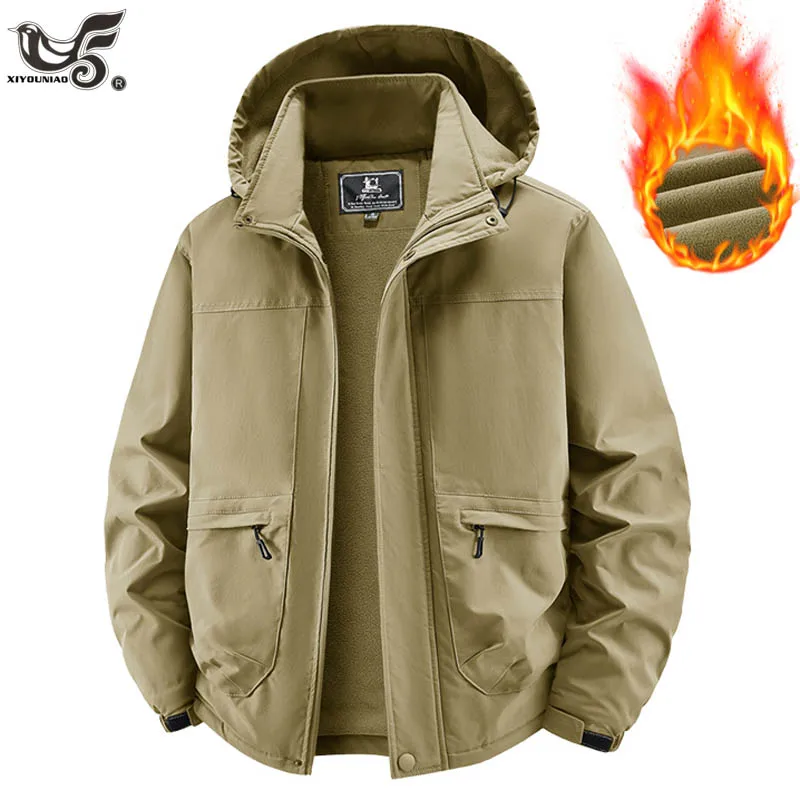 Winter Jackets Men Thicken Warm Windbreaker Waterproof Jacket Hoodies Fleece Coat Motorcycle Military Parkas Men Clothing