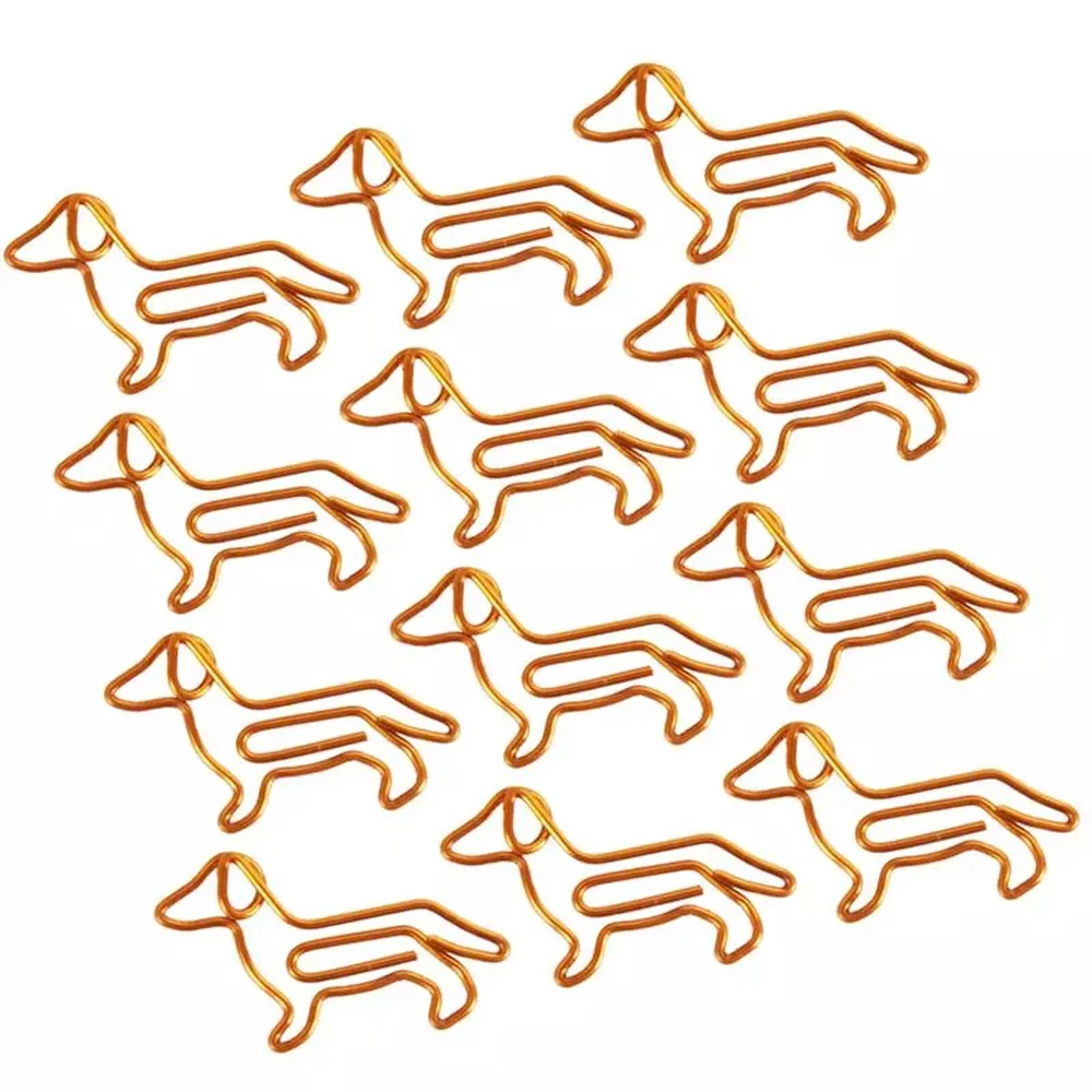 Creative Cartoon Special-shaped Paper Clamps Customization Bookmark Clip Dachshund Gold Paper Clip Paper Clips