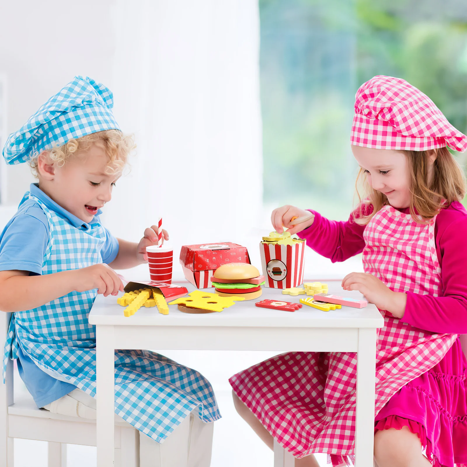 مجموعة ألعاب الطعام السريعة للأطفال الصغار، مجموعة لعب الأدوار التعليمية للمطبخ من مونتيسوري #1