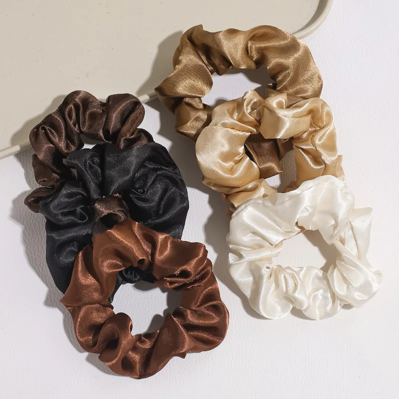 Satin Silk Scrunchies Soft Hair Ties Fashion Bands Ropes Elastic Bracelet Ponytail Holders Hair Accessories for Women Girls