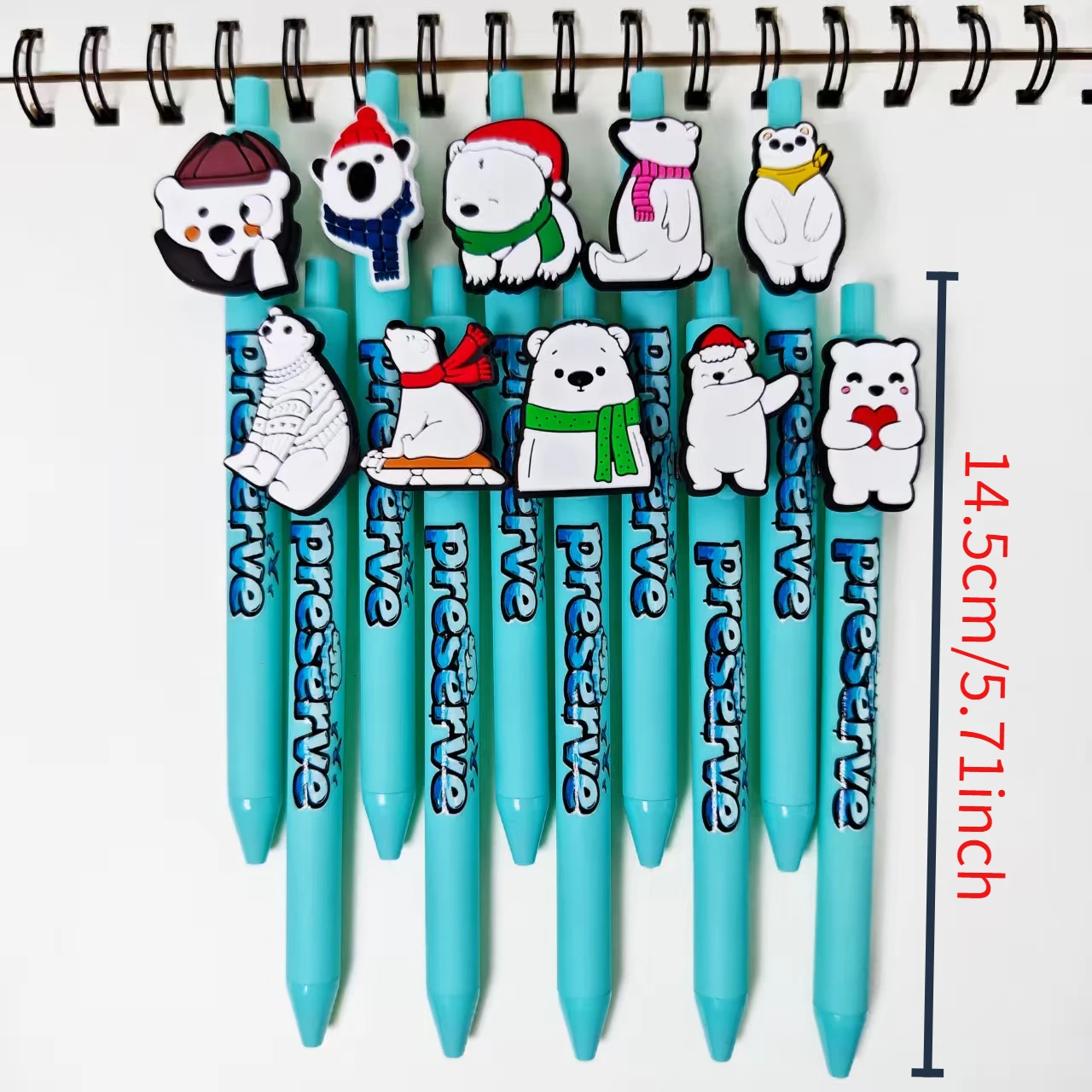 10pcs/15pcs Protecting Polar Bear Theme Ballpoint Pen Creative Printing Daily Office Student Learning Stationery Gift Pen