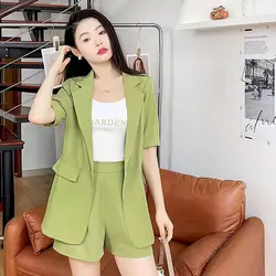 2 Piece Sets Womens Outfits  Blazer Fashion Set Casual Loose Short Sleeve Suit Jacket and Shorts Summer Trendy Two Piece Suits