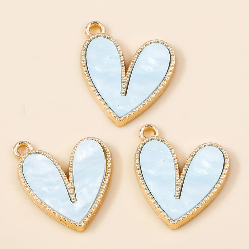 Leslie 10 Stück/Set Emaille Niedliche Bunte Schleifen-Herz-Anhänger für Ohrringe Liebesherz-Charms Anhänger DIY Schmuckherstellung – Detail 32