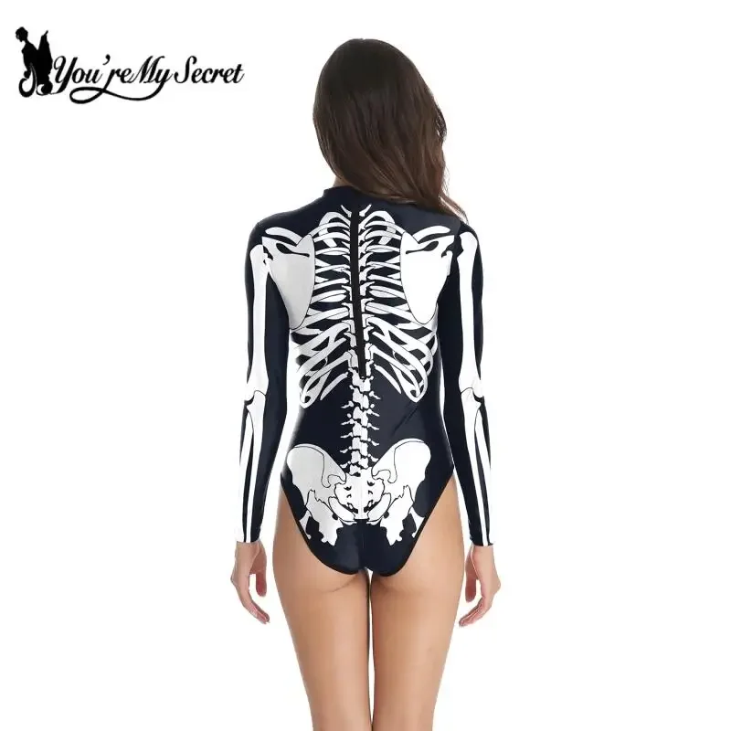 HN8 [Sei il mio segreto] Costume da scheletro spaventoso per adulti Halloween Cosplay Party Pagliaccetti Giorno dei morti Zentai Tuta Party Su8...Gf