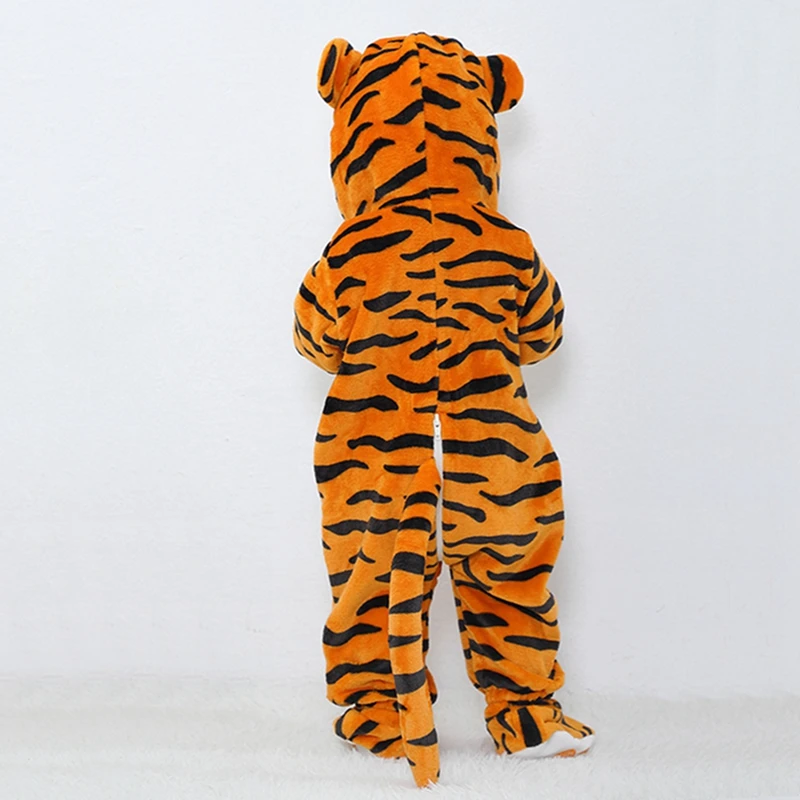 Baby Animal Costume Winter Warm Hooded Romper For Fall Cute Tiger Dinosaur Costume with Foot Covers For 0-24 Months