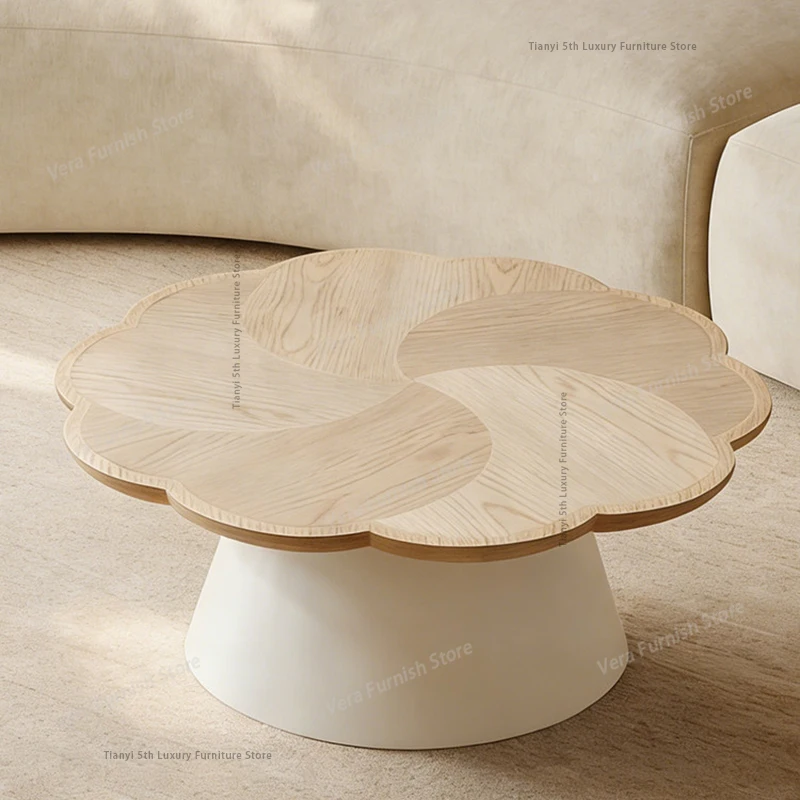 

Modern Cream Style Flower Shape Living Room Nordic Creative Wooden Coffee Table Home Furniture Mesas De Centro Para Sala FYCT