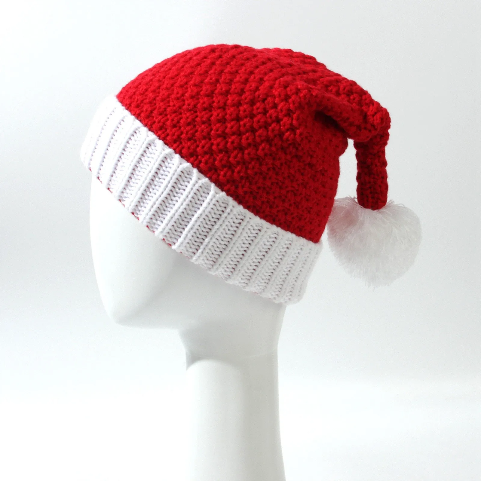 

Christmas Knitted Hat With Ear 2024 New Christmas Party Wear Cute Hats Winter Red White Pactchwork Cap Festive Party Decoration