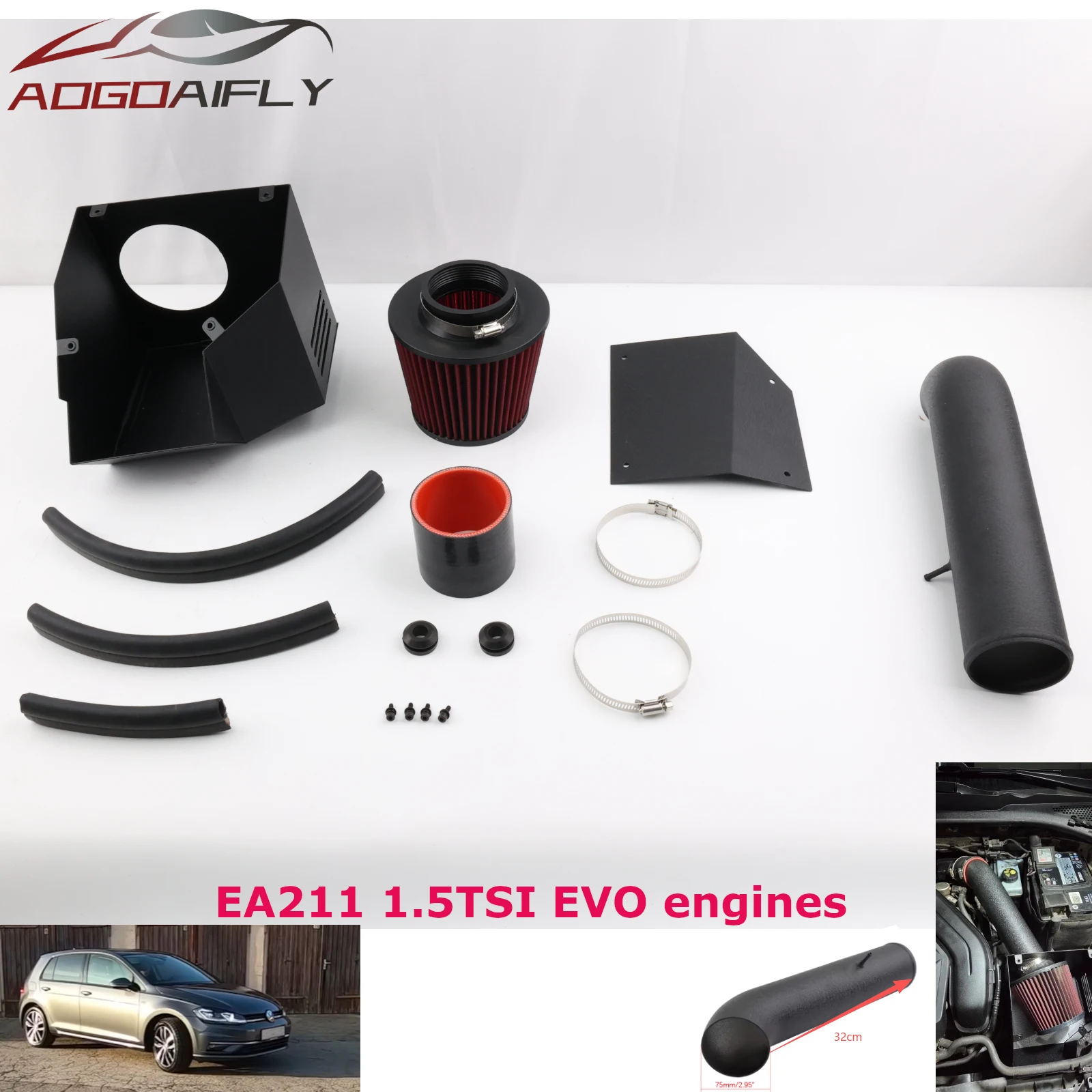 EA211 1.5TSI EVO Engine Cold Air Intake Kit W/Heat Shield For Audi A3 For VW Golf 7 For Skoda Seat Leon Intakes System