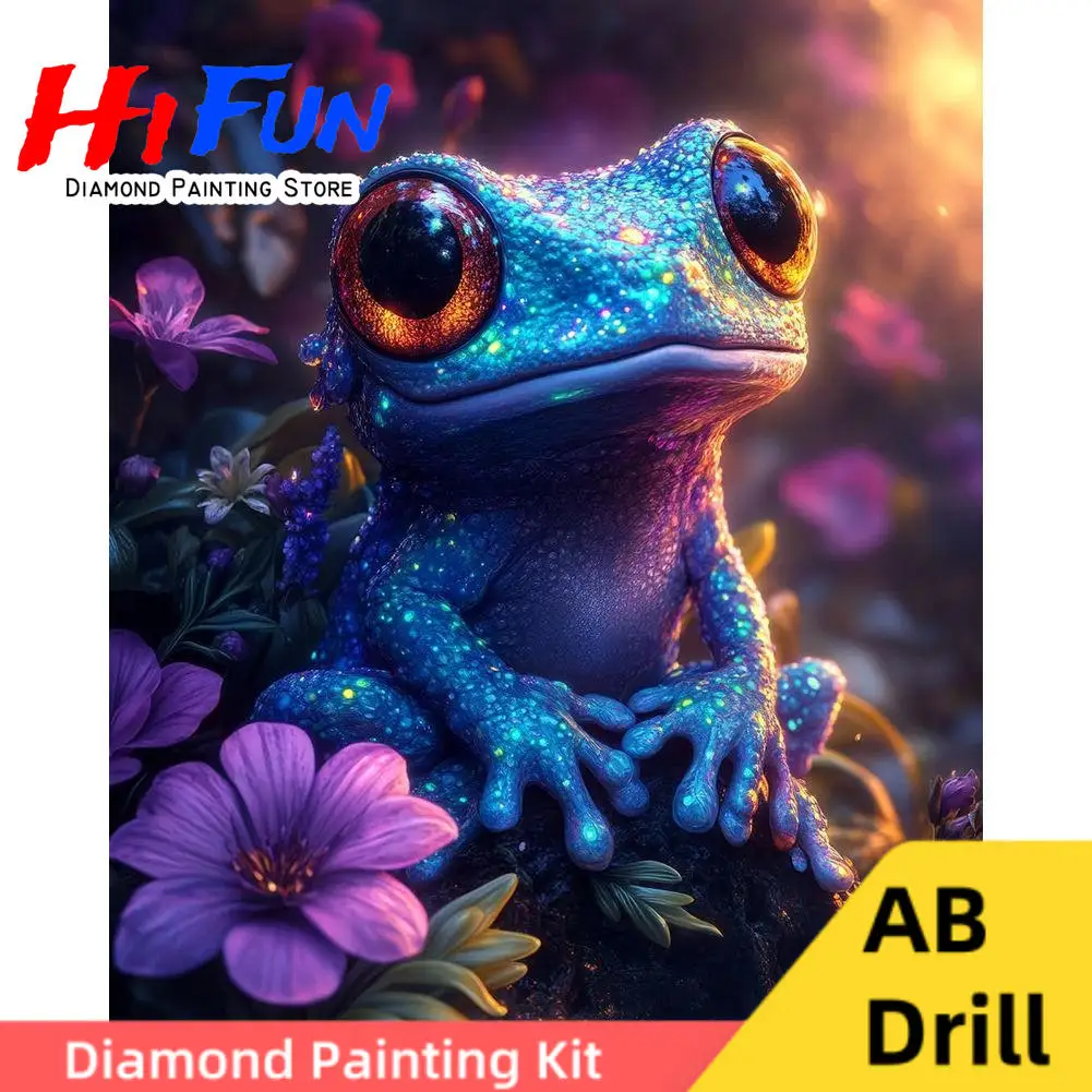 

Whimsical Frog AB DIY Diamond Painting Cross Stitch Embroidery Mosaic Gift for Frog Lovers Romantic Cottagecore Nature Wall Art