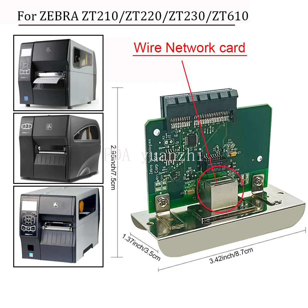 Internal Wired Network Card For Zebra ZT210 ZT220 ZT230 Printer P1038204-01，Free Shipping