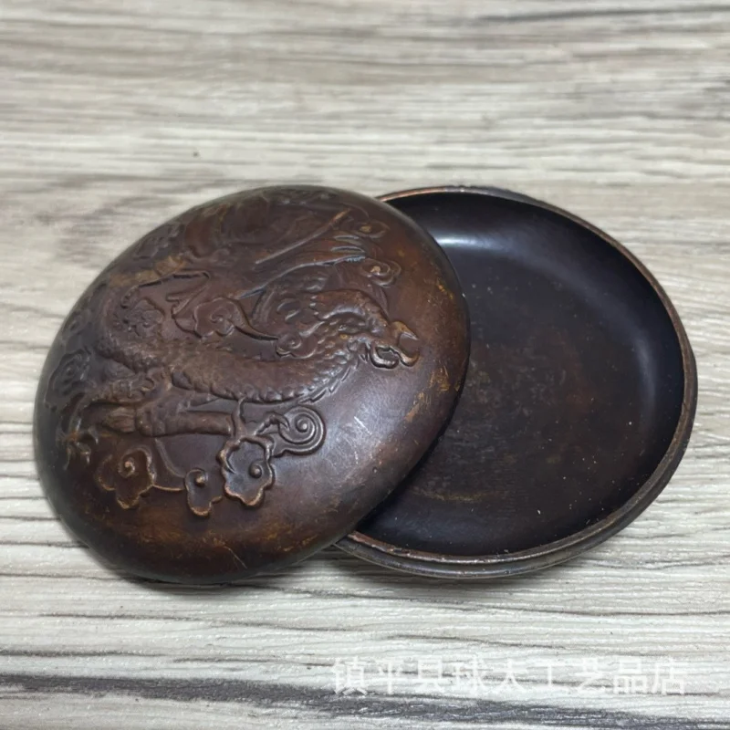 Ink cartridge, four treasures of the study, embossed dragon ink cartridge, small box, Xuan-style calligraphy, decorative ornamen