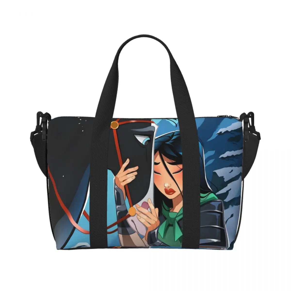 

Женская большая сумка-мулан на заказ, большая вместительная сумка «Храбрый герой», милая принцесса с узором, пляжная дорожная сумка на плечо для спортзала