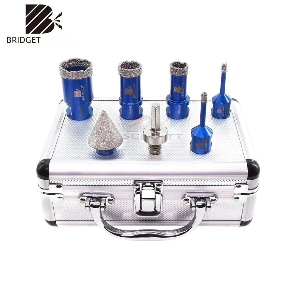 BRSCHNITT 7pcs Dia 6-35mm Diamond Drilling Bits Kit Tile Cutter for Ceramic Marble Granite M14 Thread Adapte 35mm Chamfer Bit