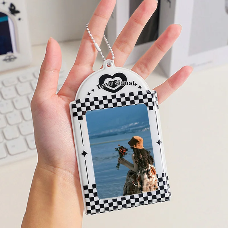 Butterfly Photo Card Holder Keychain, preto, roxo, Idol Photos Display, 3 "PVC Card Sleeves, Protetores Capa, INS Moda