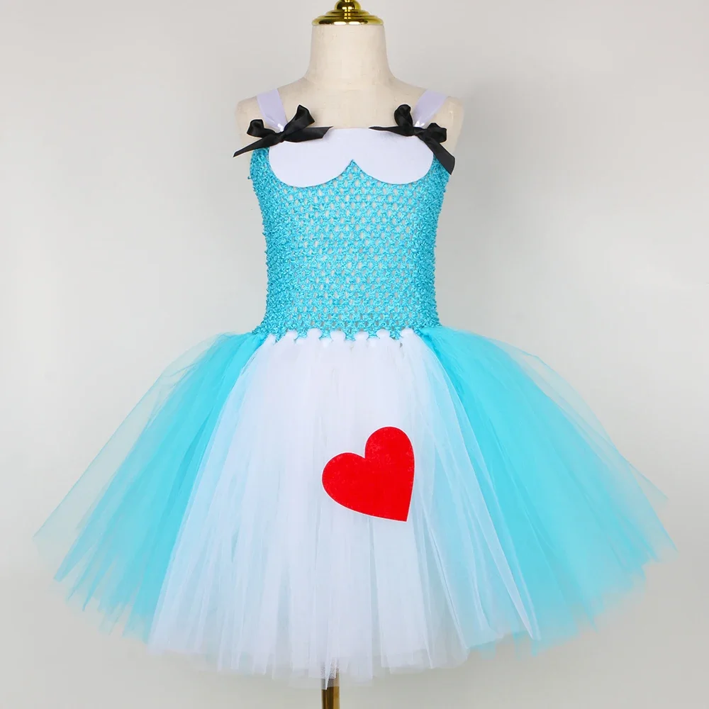 Alice Costume Girls Blue Wonderland Lolita Maid Tulle Tutu Princess Dress Kids Halloween Carnival Party Fancy Dress Up Clothes