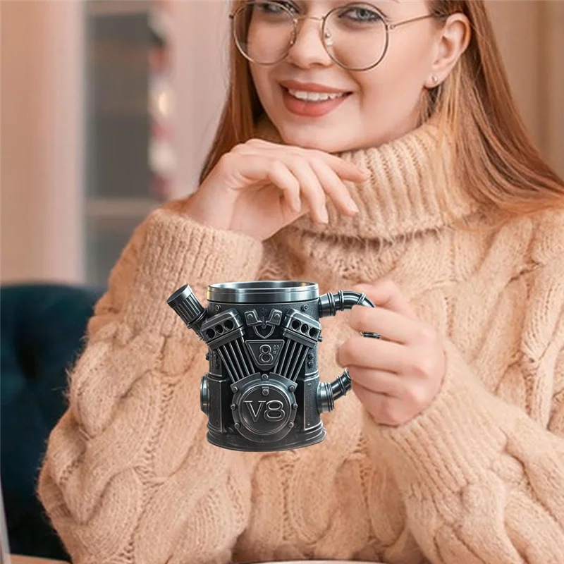 

FAAJ-Stainless Steel Coffee Mug Engine Stainless Steel Mug Car Engine Coffee Mug