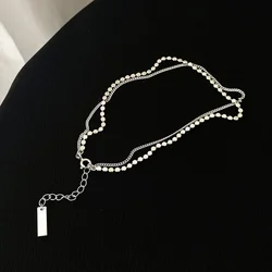 925 Sterling Silver New Trendy Double Layer Round Brand Anklet bracelet Female Simple Temperament Sexy Hot Chain Jewelry