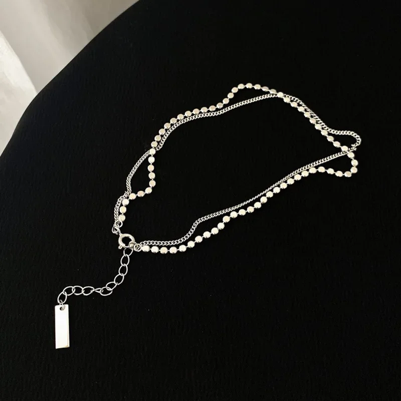 925 Sterling Silver New Trendy Double Layer Round Brand Anklet bransoletka Kobieca prosta biżuteria z seksownym gorącym łańcuszkiem