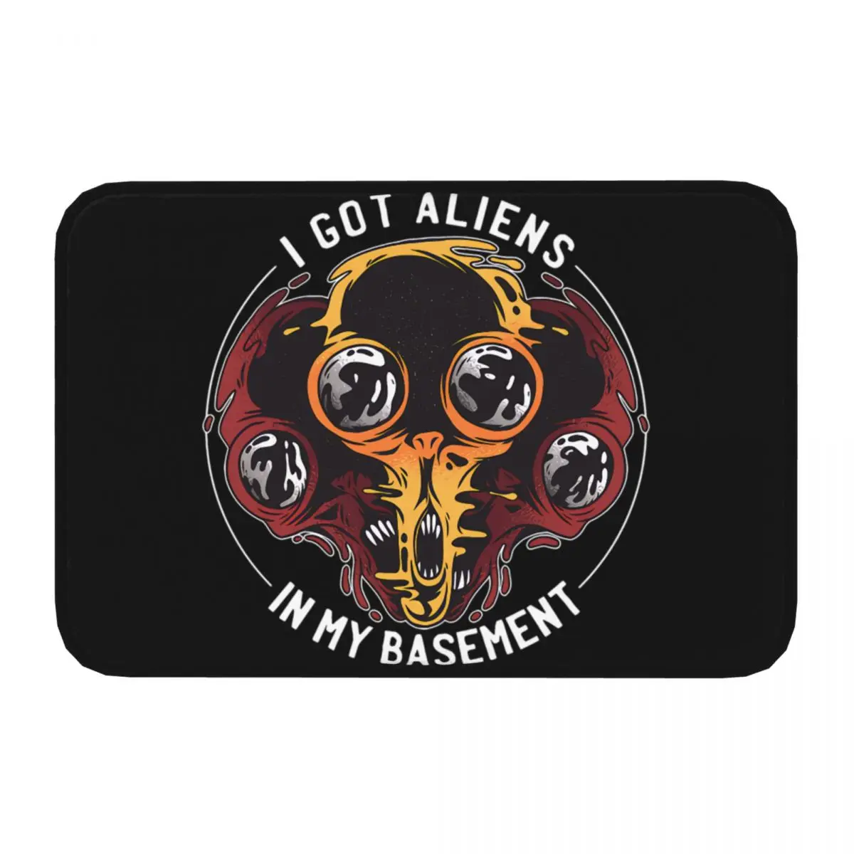 Aliens In The Basement Non-slip Doormat Kitchen MatAlien UFO Hallway Carpet Welcome Rug Indoor Decor