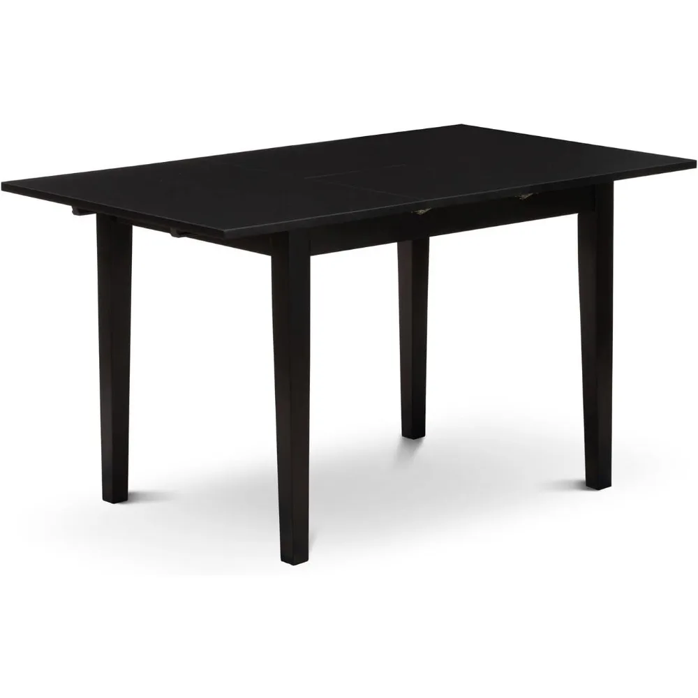 Norfolk Kitchen Rectangle Dining Table Top with Butterfly Leaf, 32x54 Inch, Nft-blk-t